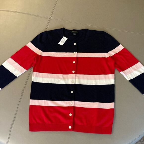 Talbots Sweaters - Talbots NWT Woman’s Cotton/ Rayon Striped Cardigan with 3/4 Sleeve. Size XS.